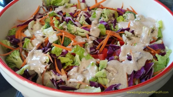 Asian Chop Salad with Almond Butter Garlic Dressing