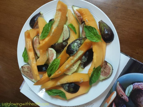 Melon Basil Fig Platter with Orange Cashew Cream Sauce