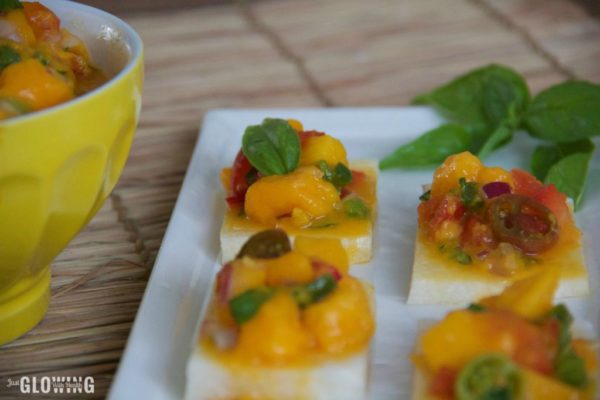 Summer Jicama Bruschetta with Mango Salsa