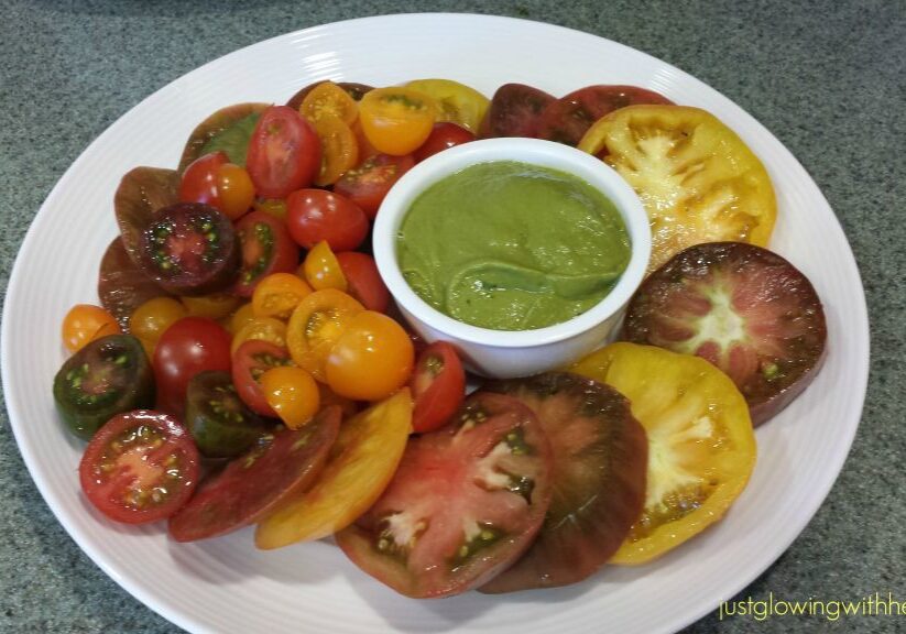 Heirloom Tomato Salad with Basil Avocado Dressing