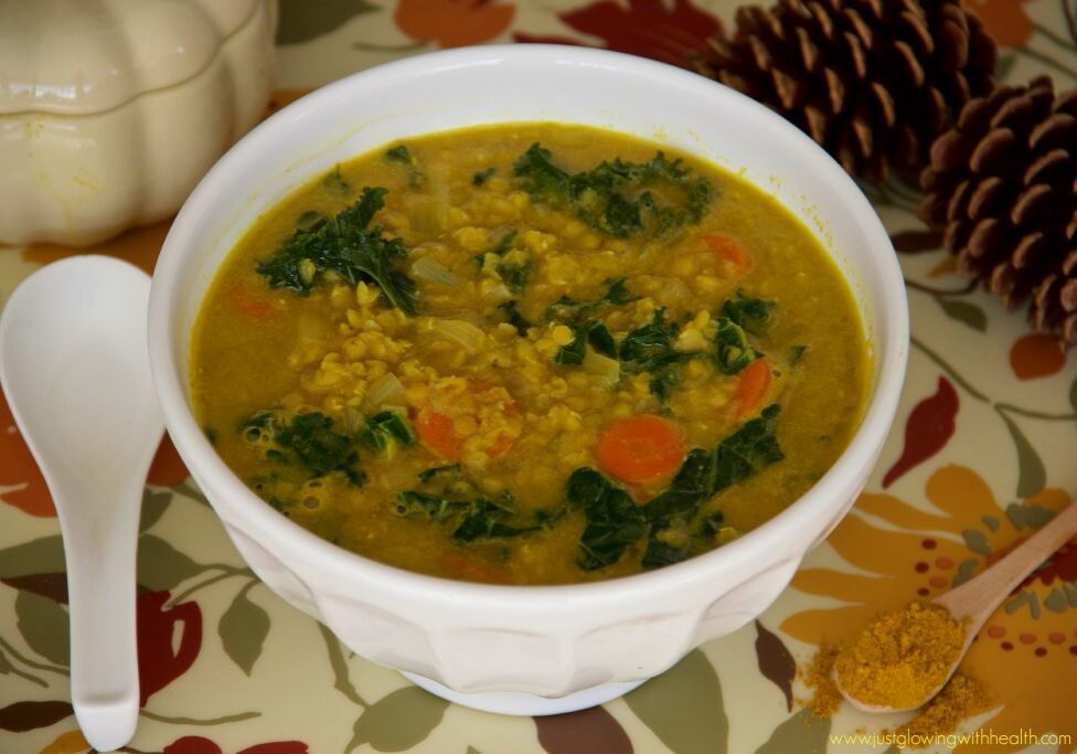 Vegan Curried Red Lentil Kale Soup